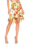 Parker Coraline Wildflower Floral Print Ruffle Skirt In Yellow In Yellow