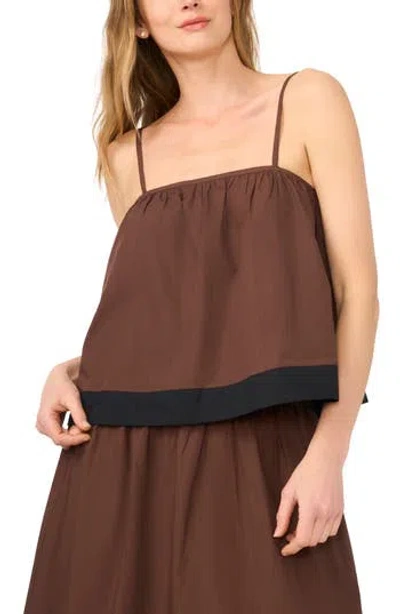 Parker Embroidered Hem Cotton Camisole In Brown