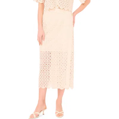 Parker Eyelet Lace Midi Skirt In Neutral
