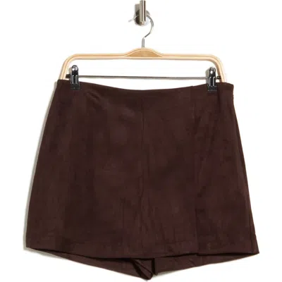 Parker Faux Leather Skort In Brown