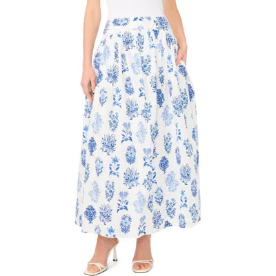 Parker Floral Cotton Blend Maxi Skirt In Blue