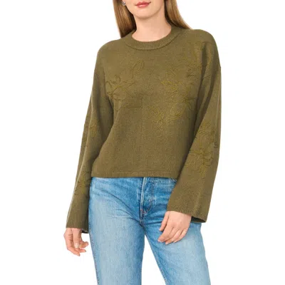 Parker Floral Embroidered Crewneck Sweater In Green