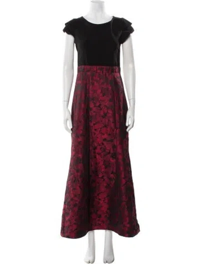 Pre-owned Parker Floral Print Long Dress In Black