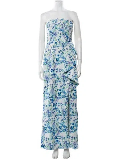 Pre-owned Parker Floral Print Long Dress In White