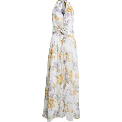 Parker Floral Ruffle Maxi Dress In White