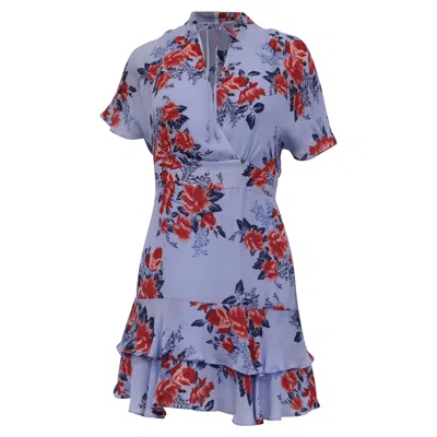Pre-owned Parker Floral-print Mini Dress In Blue Silk