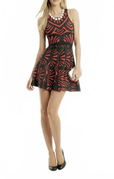 Parker Geometric Dress In Red & Gray In Multi
