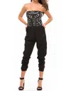 Parker Giovanna Embellished Strapless Jumpsuit In Black Metallic In Multi