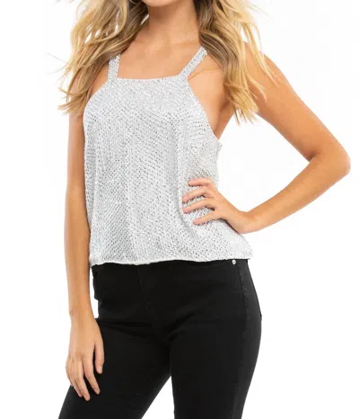 Parker Justina Sequin Tank Top In Silver In White
