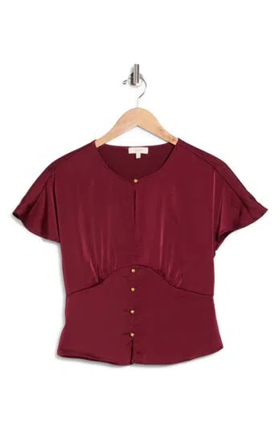Parker Keyhole Woven Top In Crisp Merlot