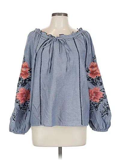 Pre-owned Parker Long Sleeve Blouse In Blue