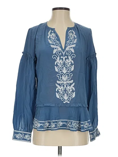 Pre-owned Parker Long Sleeve Blouse In Blue