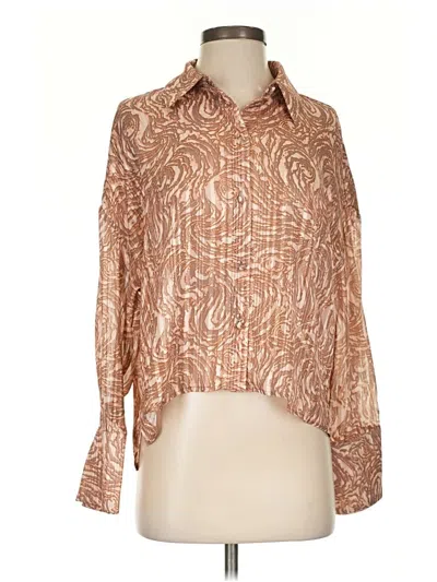 Pre-owned Parker Long Sleeve Blouse In Brown