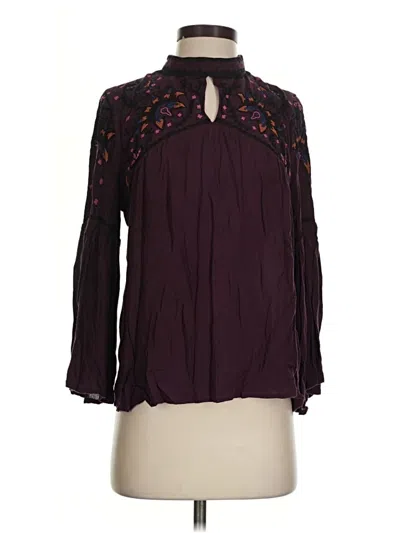 Pre-owned Parker Long Sleeve Blouse In Burgundy