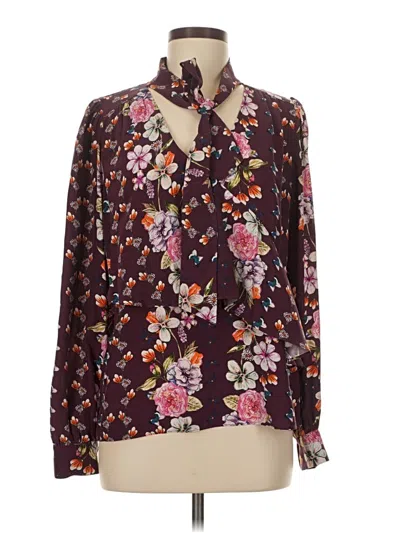 Pre-owned Parker Long Sleeve Blouse In Burgundy