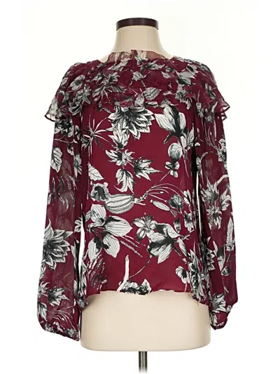 Pre-owned Parker Long Sleeve Blouse In Burgundy