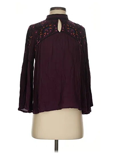 Pre-owned Parker Long Sleeve Blouse In Burgundy
