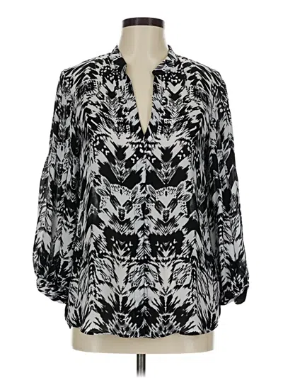 Pre-owned Parker Long Sleeve Blouse In Silver