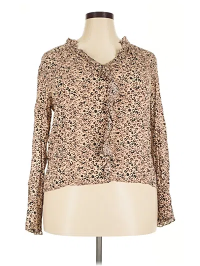 Pre-owned Parker Long Sleeve Blouse In Tan