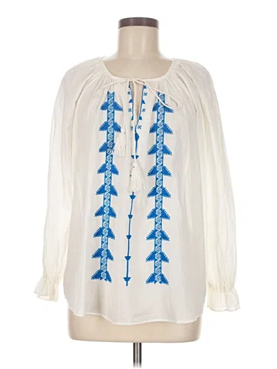 Pre-owned Parker Long Sleeve Blouse In White
