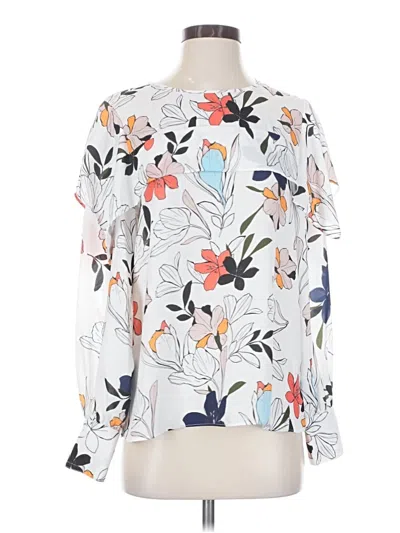 Pre-owned Parker Long Sleeve Blouse In White