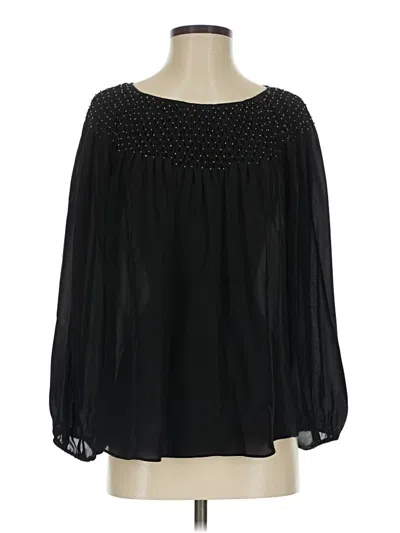 Pre-owned Parker Long Sleeve Silk Top Black Square Neckline Tops