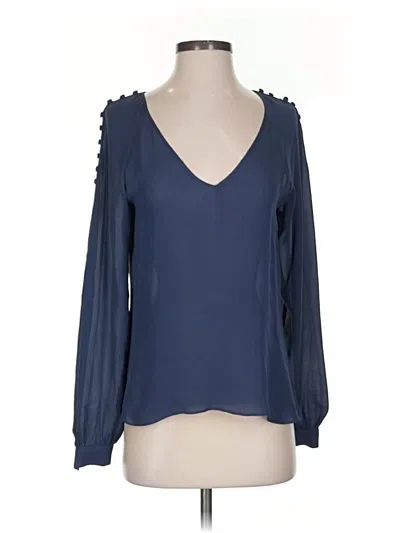 Pre-owned Parker Long Sleeve Silk Top Blue Sweetheart Neckline Tops