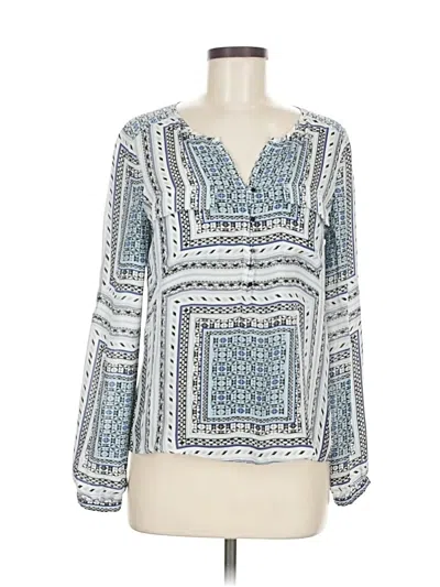 Pre-owned Parker Long Sleeve Silk Top Blue V Neck Tops