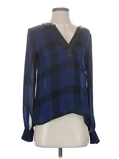 Pre-owned Parker Long Sleeve Silk Top Blue V Neck Tops