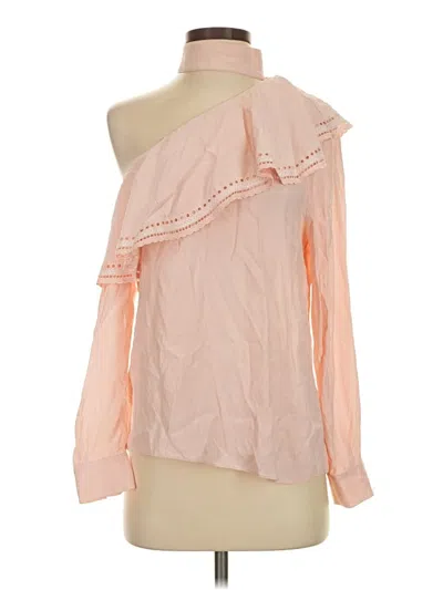 Pre-owned Parker Long Sleeve Silk Top Pink One Shoulder Neckline Tops