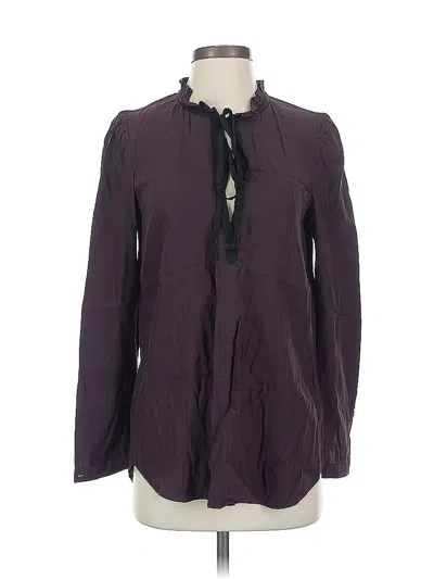 Pre-owned Parker Long Sleeve Silk Top Purple Tie Neck Tops