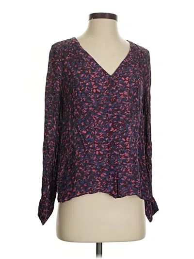Pre-owned Parker Long Sleeve Silk Top Purple V-neck Tops