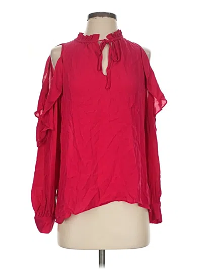 Pre-owned Parker Long Sleeve Silk Top Red Cold Shoulder Neckline Tops