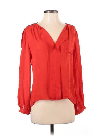 Pre-owned Parker Long Sleeve Silk Top Red Sweetheart Neckline Tops