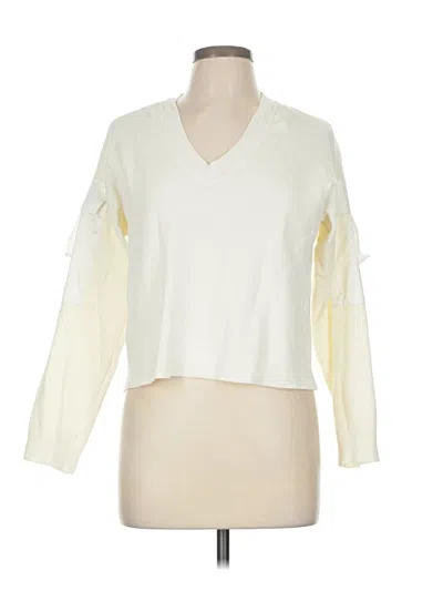 Pre-owned Parker Long Sleeve Top Ivory V Neck Tops In White