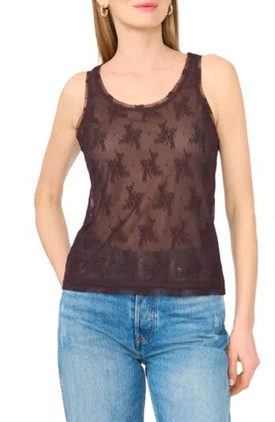Parker Mesh Lined Lace Tank In Brown