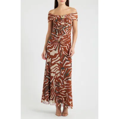 Parker Off The Shoulder Mesh Dress In Multi