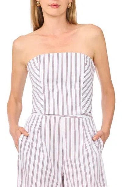 Parker Pinstriped Strapless Cotton Top In Multi