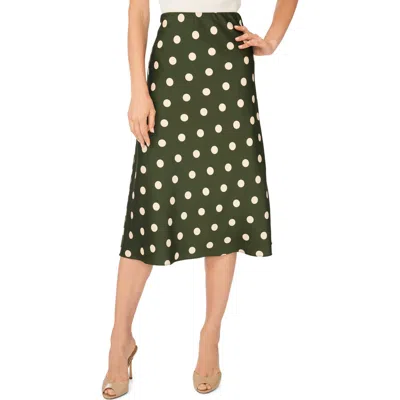 Parker Polka Dot Satin Midi Skirt In Midnight Sage