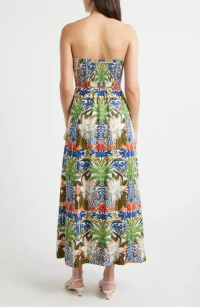 Parker Print Strapless Maxi Dress In Yellow