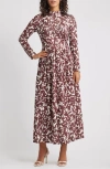 Parker Printed Mock Neck Long Sleeve Maxi Dress In Multi