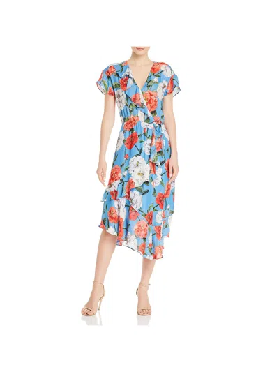 Parker Reina Womens Silk Blend Floral Print Midi Dress In Multi