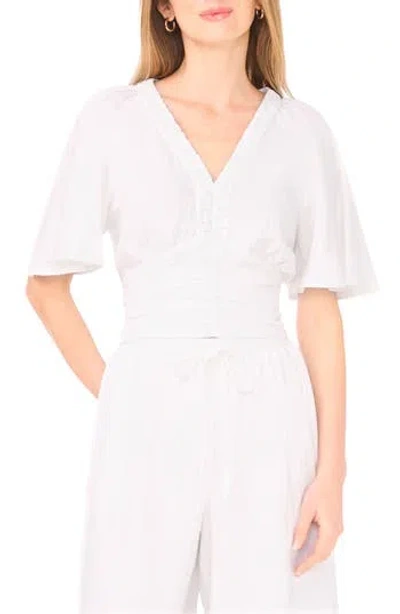 Parker Ruched V-neck Top In White