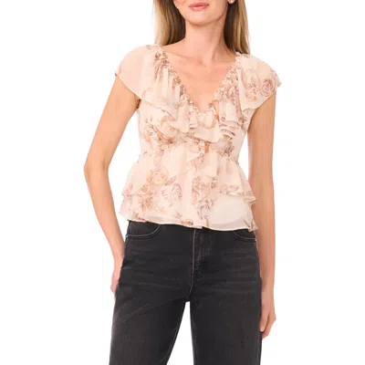 Parker Ruffle Detail Peplum Top In Neutral