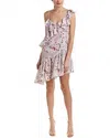 Parker Ruffle Floral Strappy Asymmetrical Cocktail Dress In Pink In Pink