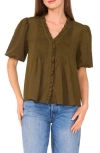 Parker Ruffle Pintuck Buttoned Shirt In Green