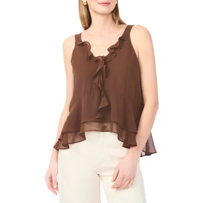 Parker Ruffle Tank Top In Brown