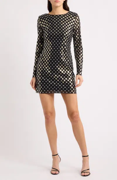 Parker Sequin Long Sleeve Minidress In Black/gold