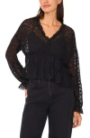 Parker Sheer Shirred Waist Long Sleeve Top In Multi