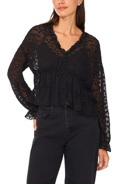 Parker Sheer Shirred Waist Long Sleeve Top In Multi